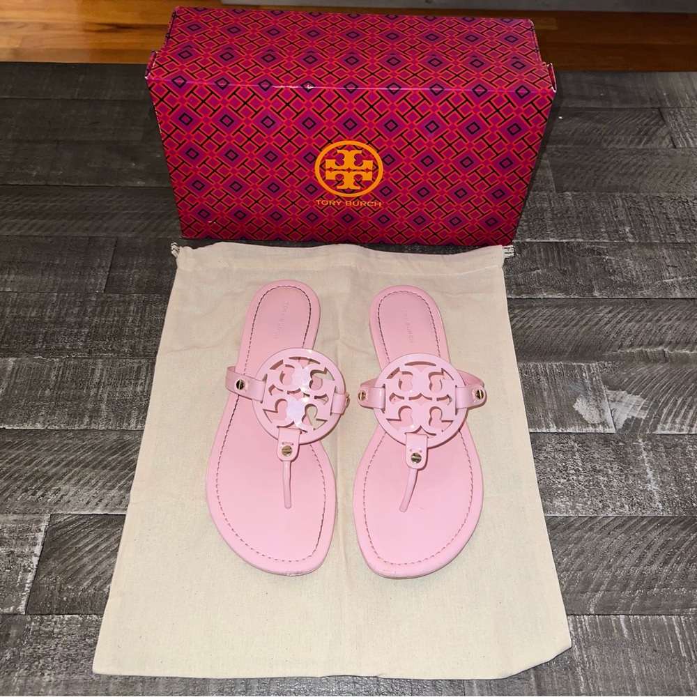 Authentic Tory Burch Patent Miller Sandals